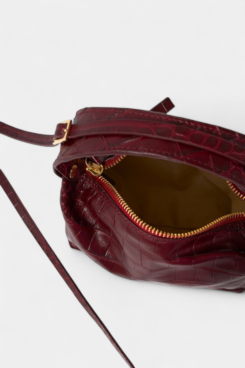 Бордовая сумка Selma Micro Bag 49783_ Kachorovska (croco, золотая фурнитура)