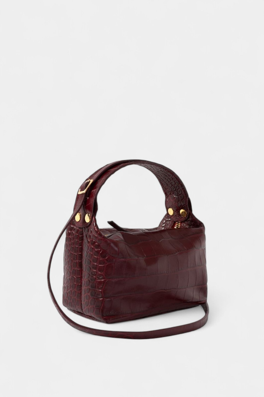 Бордовая сумка Selma Micro Bag 49783_ Kachorovska (croco, золотая фурнитура)