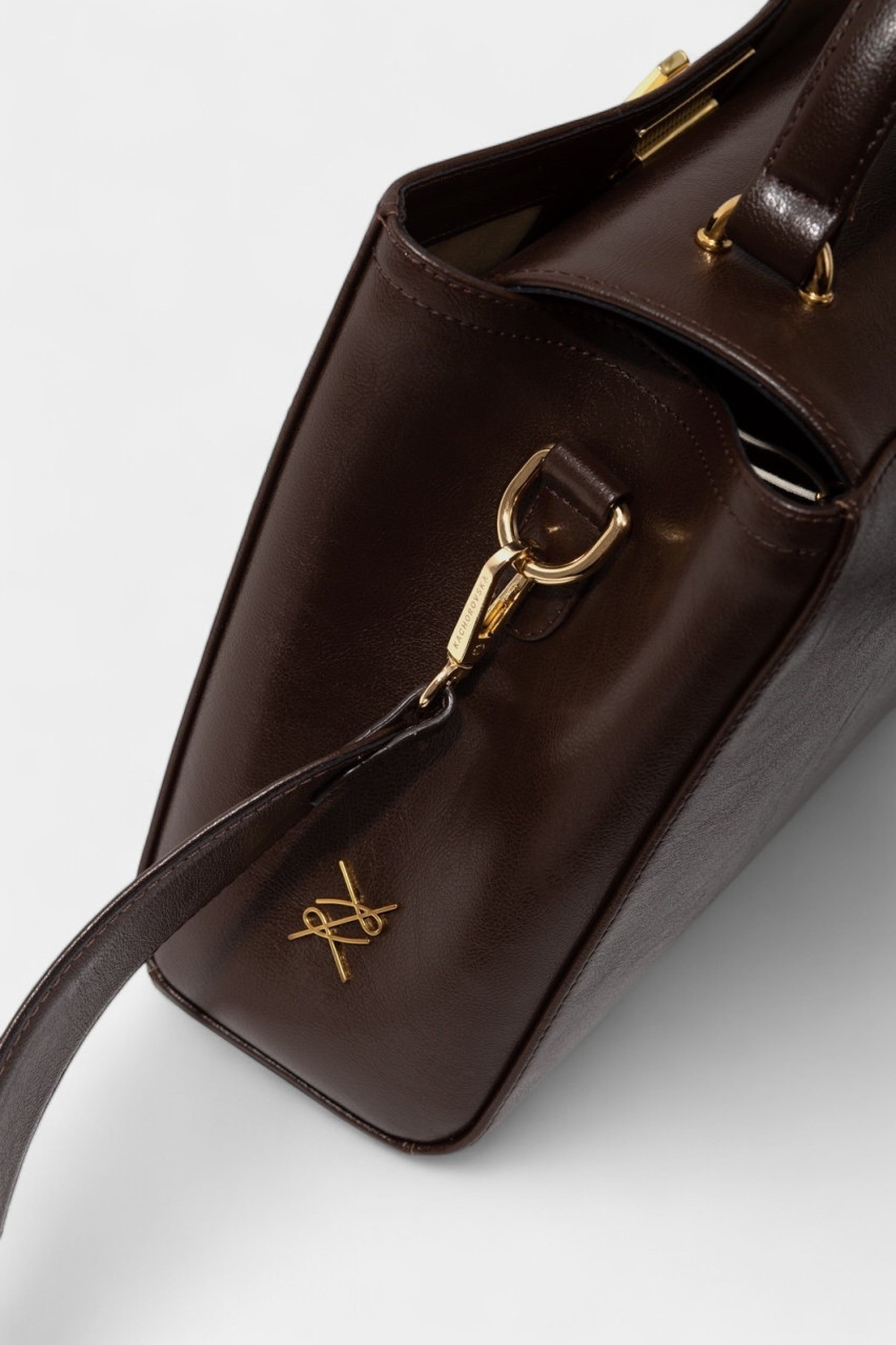 Темно-коричнева сумка Erna New L0331 Kachorovska (золота фурнітура)