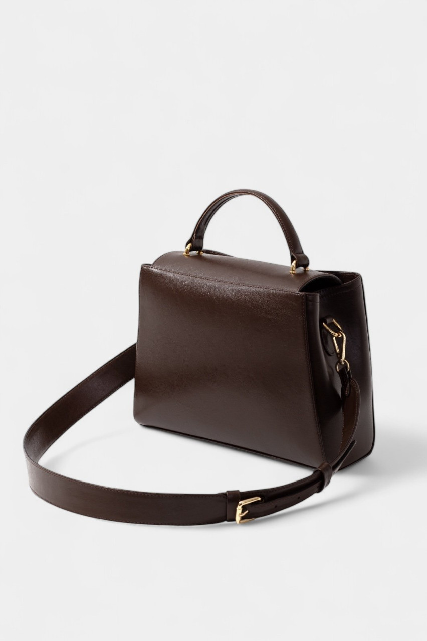 Темно-коричнева сумка Erna New L0331 Kachorovska (золота фурнітура)