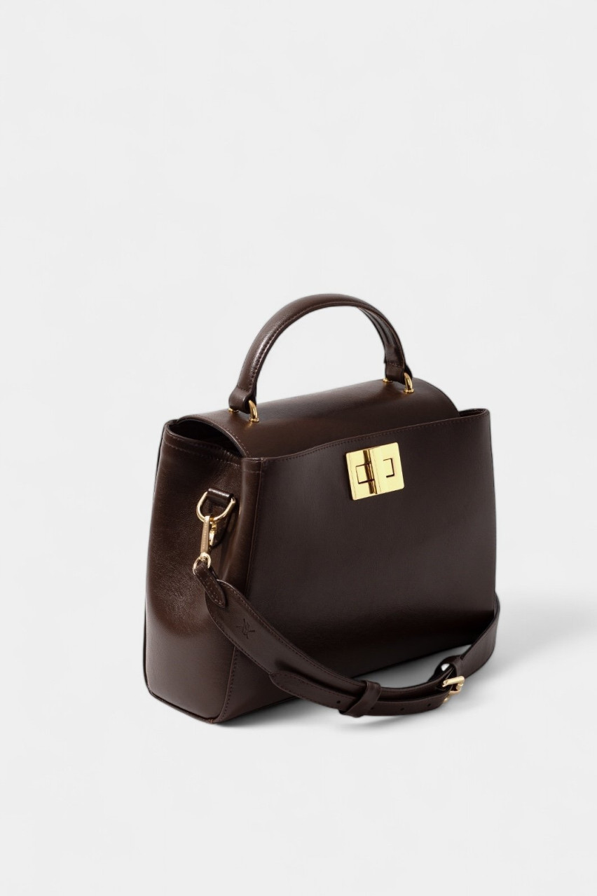 Темно-коричнева сумка Erna New L0331 Kachorovska (золота фурнітура)