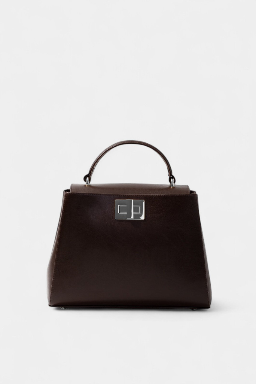 Темно-коричнева сумка Erna New L0331 Kachorovska (срібна фурнітура)