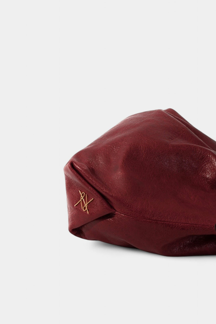 Бордовая сумка Pranzo Pouch L0132 Качоровская (croco, золотая фурнитура)