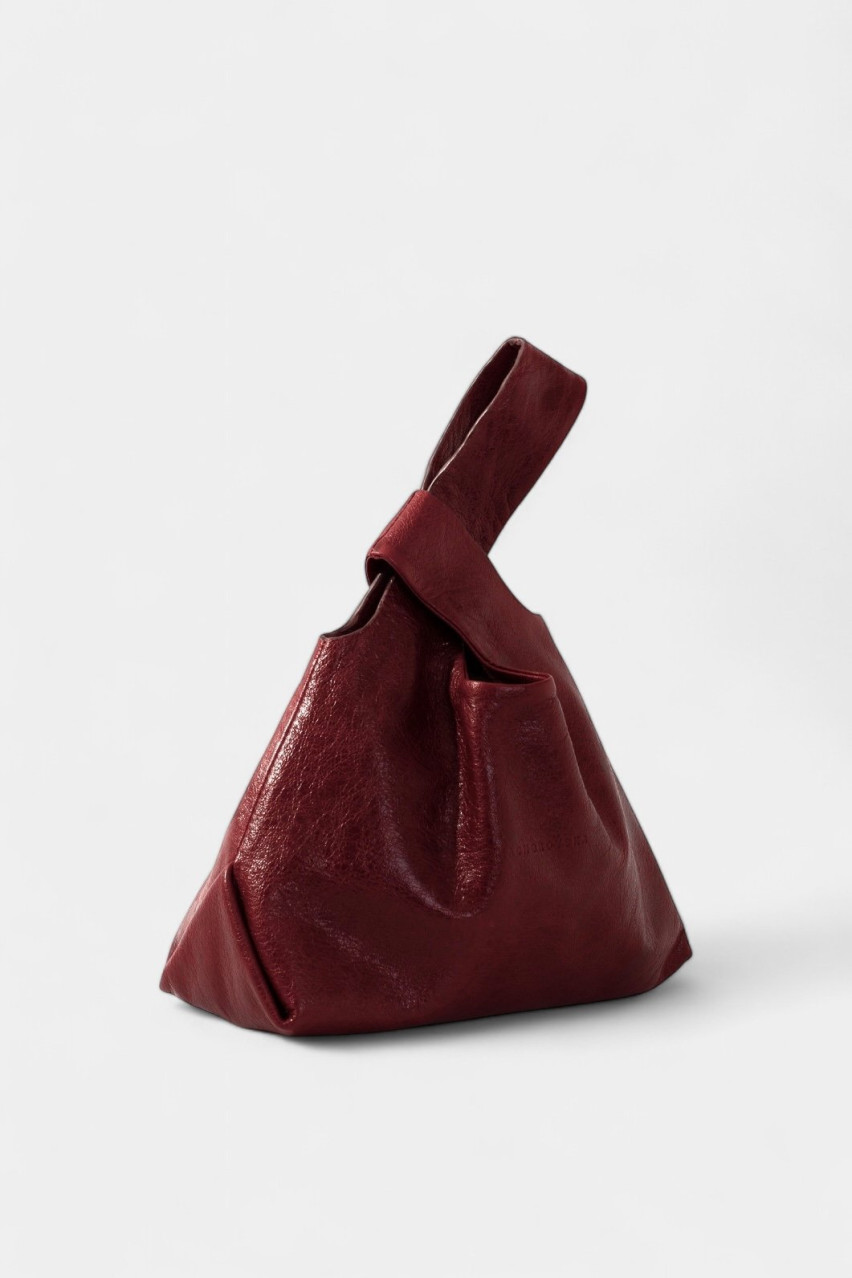 Бордовая сумка Pranzo Pouch L0132 Качоровская (croco, золотая фурнитура)