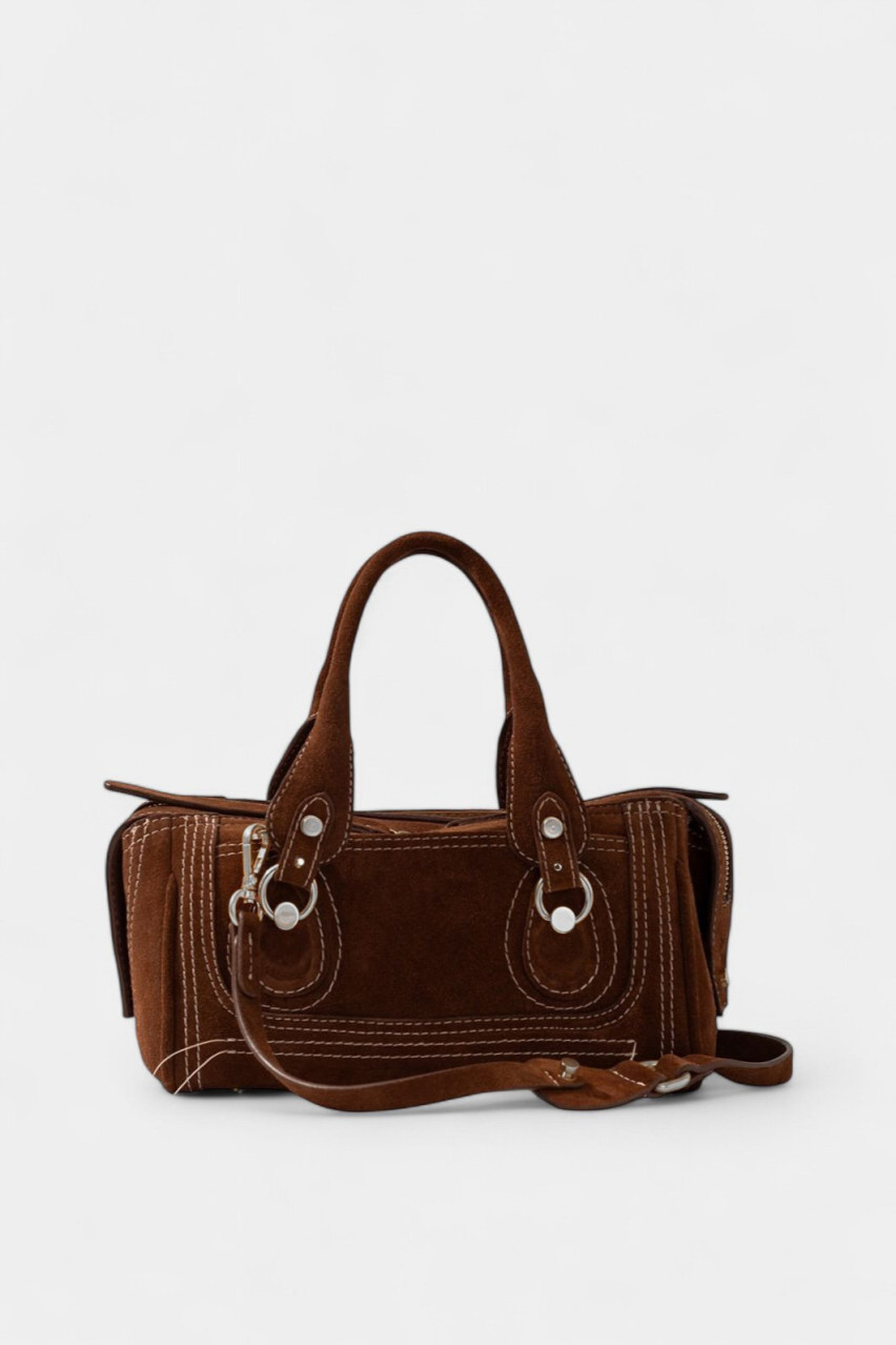 Коричневая сумка Donna Z0034 Kachorovska (замша, серебряная фурнитура)