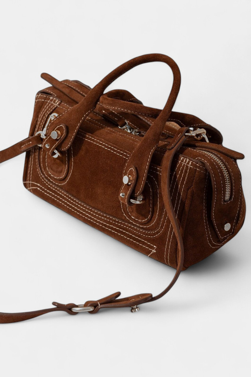 Коричневая сумка Donna Z0034 Kachorovska (замша, серебряная фурнитура)