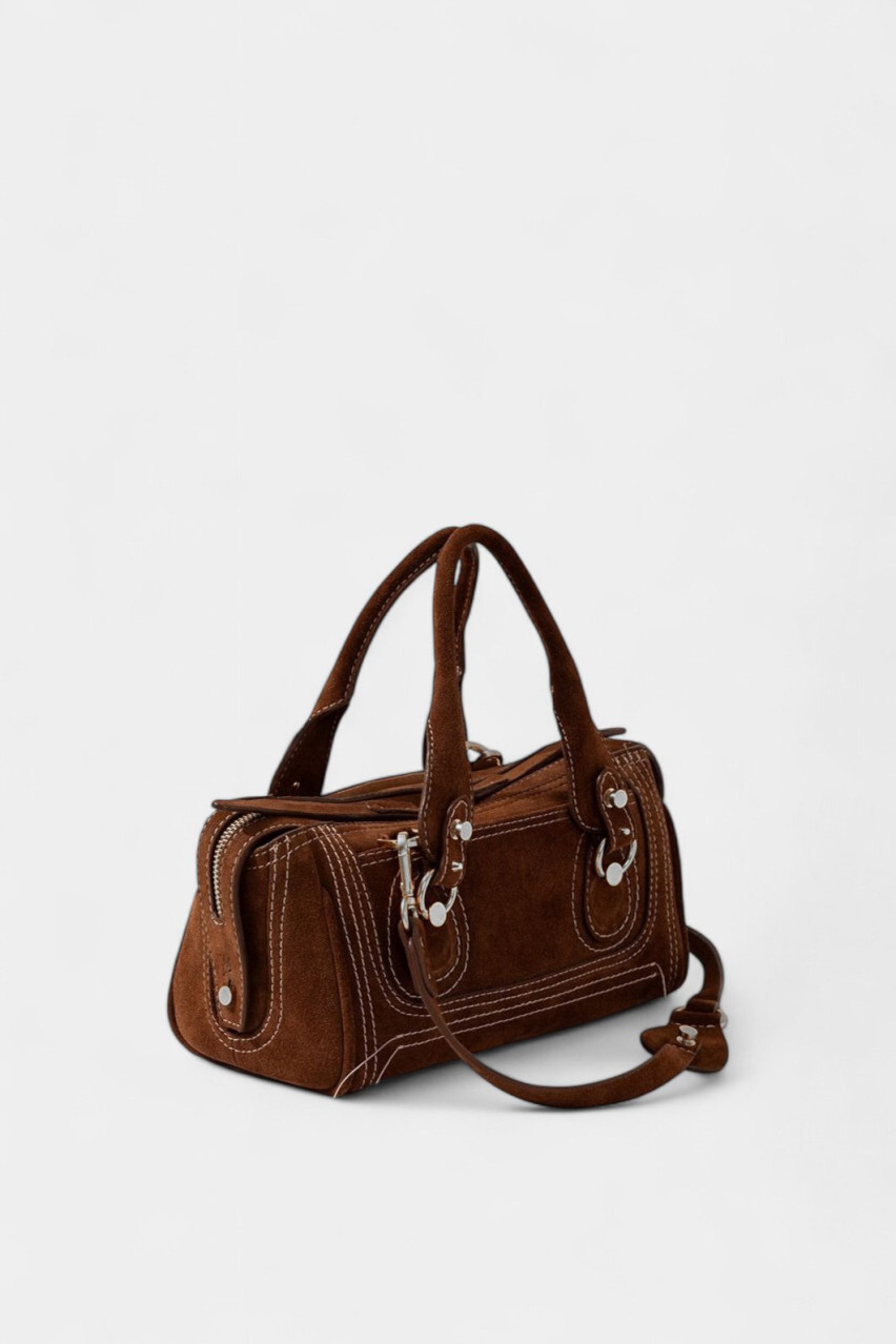 Коричневая сумка Donna Z0034 Kachorovska (замша, серебряная фурнитура)