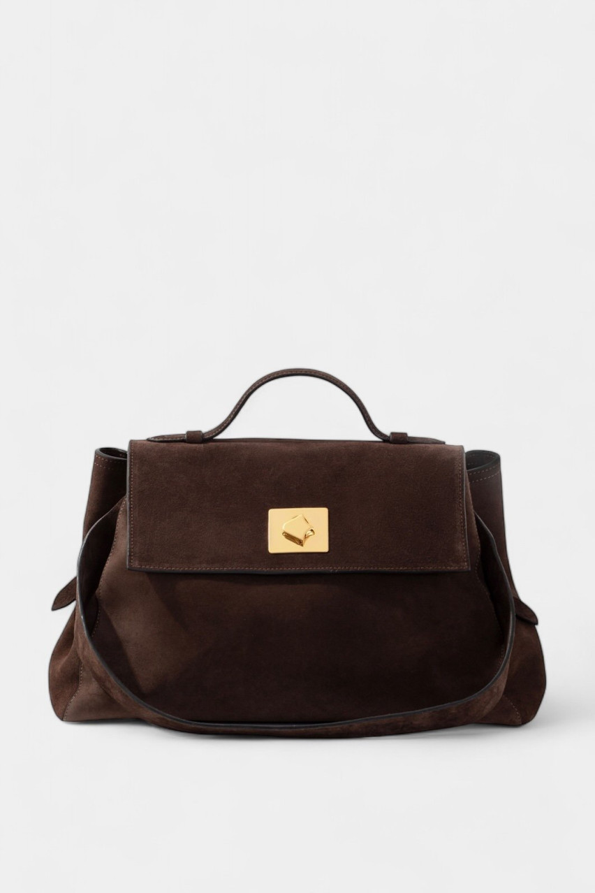 Коричнева сумка Ernestina Z0031 Kachorovska (замша, золота фурнітура)