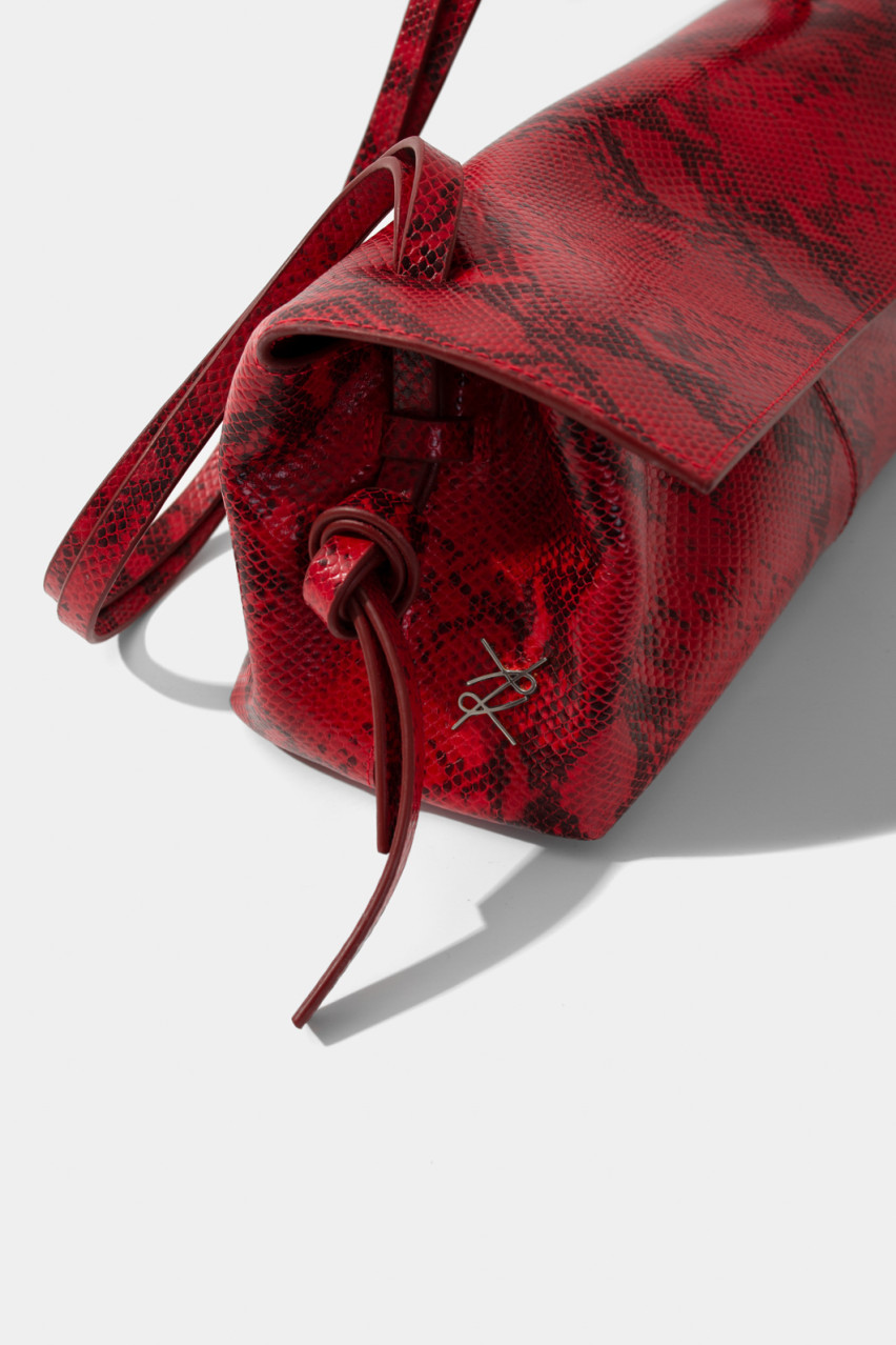 Красная сумка Rebecca Baguette с принтом L9864 Kachorovska (серебряная фурнитура)
