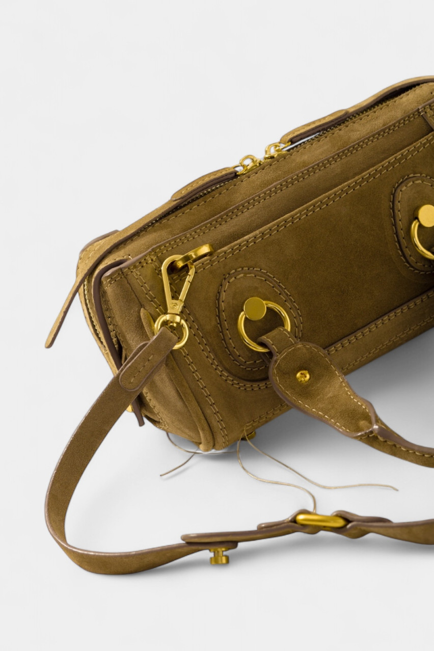 Оливковая замшевая сумка Donna Mini Z0247 Kachorovska (замша, золотая фурнитура)