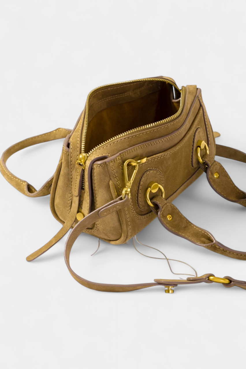 Оливковая замшевая сумка Donna Mini Z0247 Kachorovska (замша, золотая фурнитура)