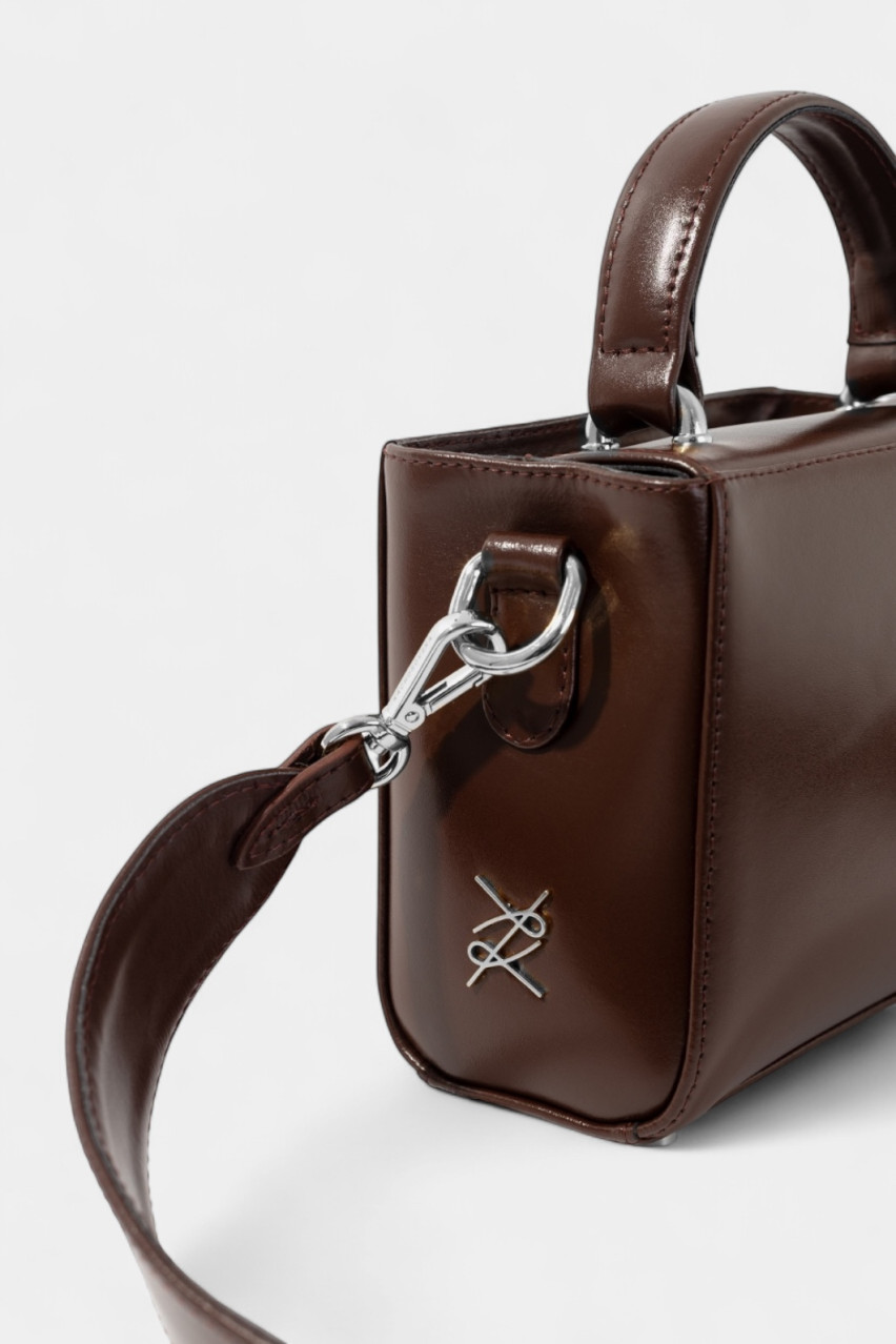 Темно-коричневая сумка Erna Micro New L0280 Kachorovska (серебряная фурнитура)