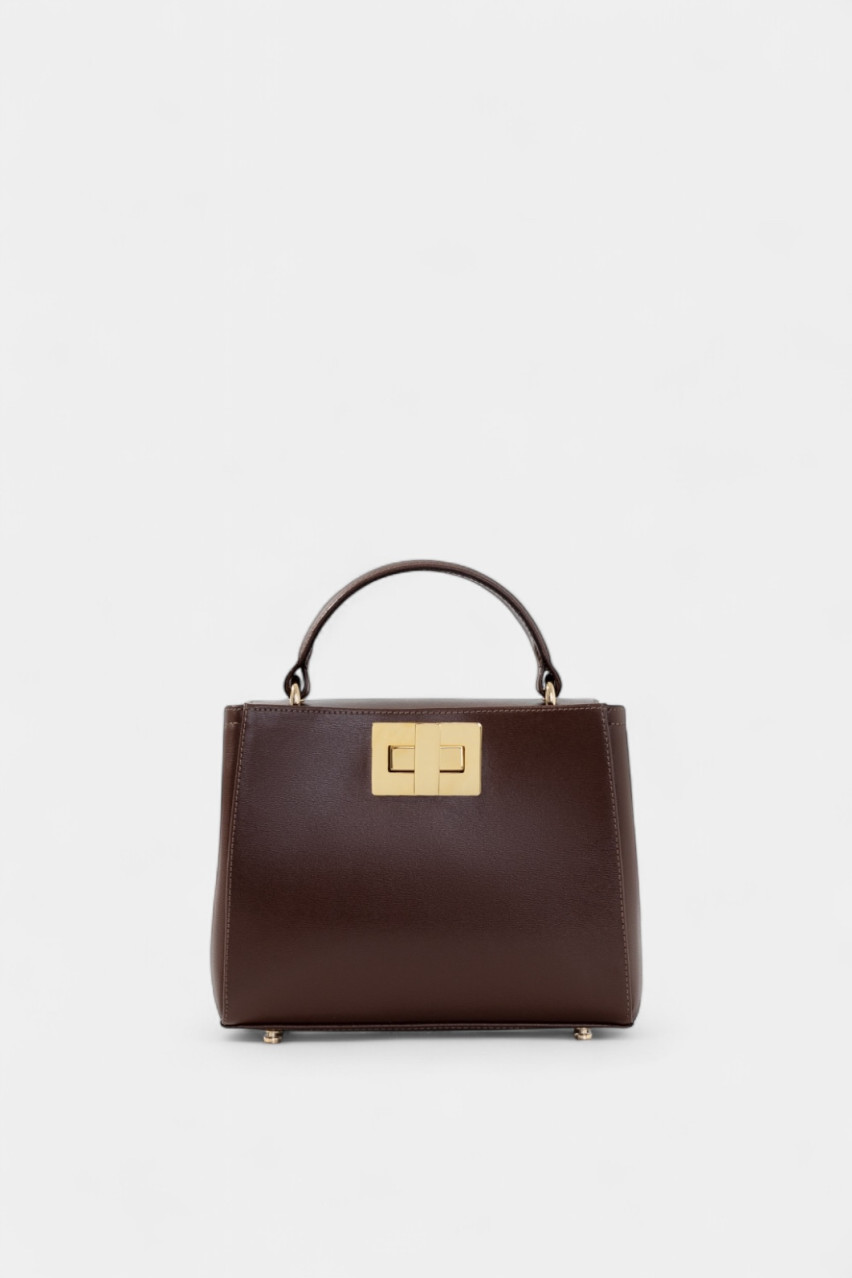 Шоколадна сумка Erna Mini New L0331 Kachorovska (золота фурнітура)