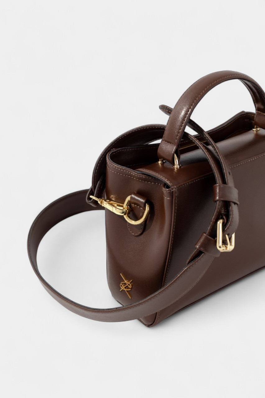 Шоколадна сумка Erna Mini New L0331 Kachorovska (золота фурнітура)