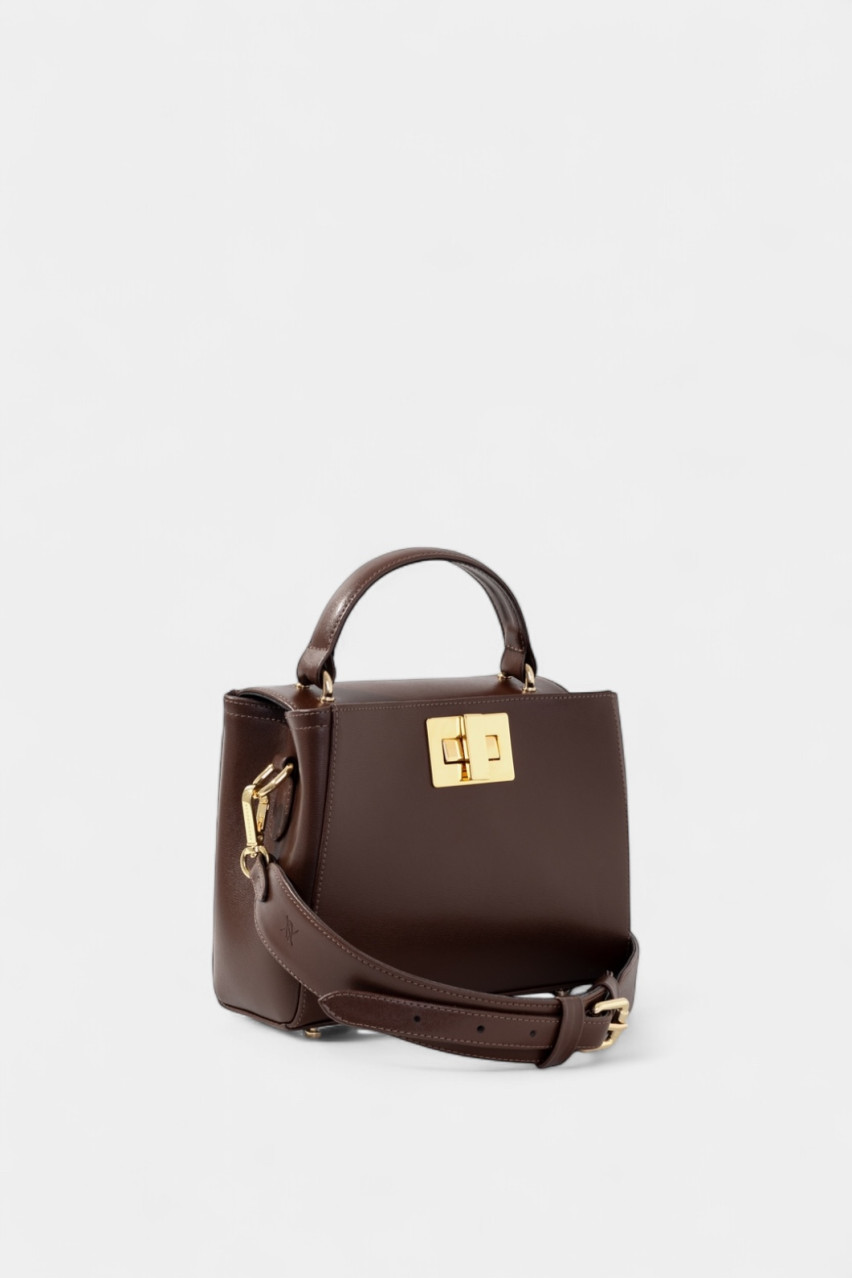 Шоколадна сумка Erna Mini New L0331 Kachorovska (золота фурнітура)