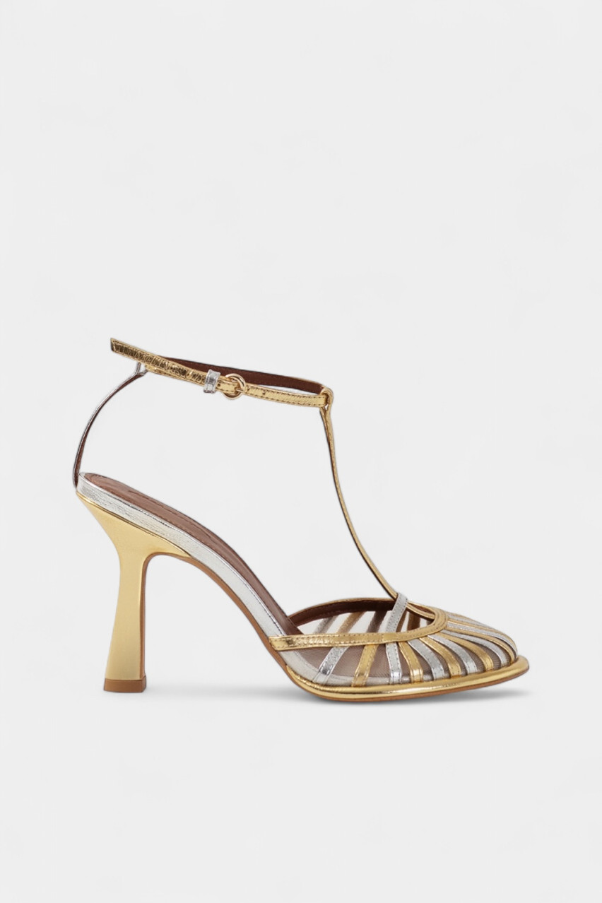 Золотые босоножки Goldie Metalic с серебряными вставками SL6859002 L9901 Kachorovska