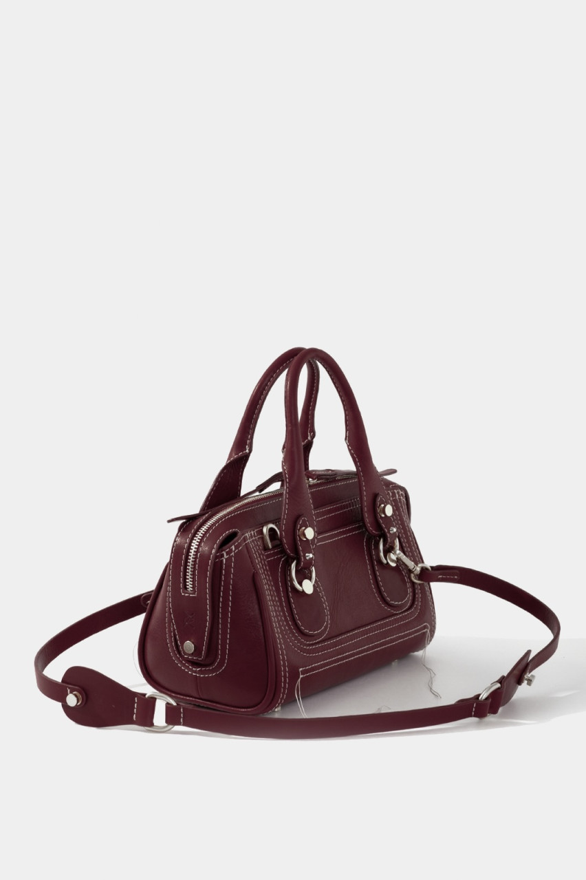 Бордовая сумка Donna Mini L0370 Kachorovska (серебряная фурнитура)