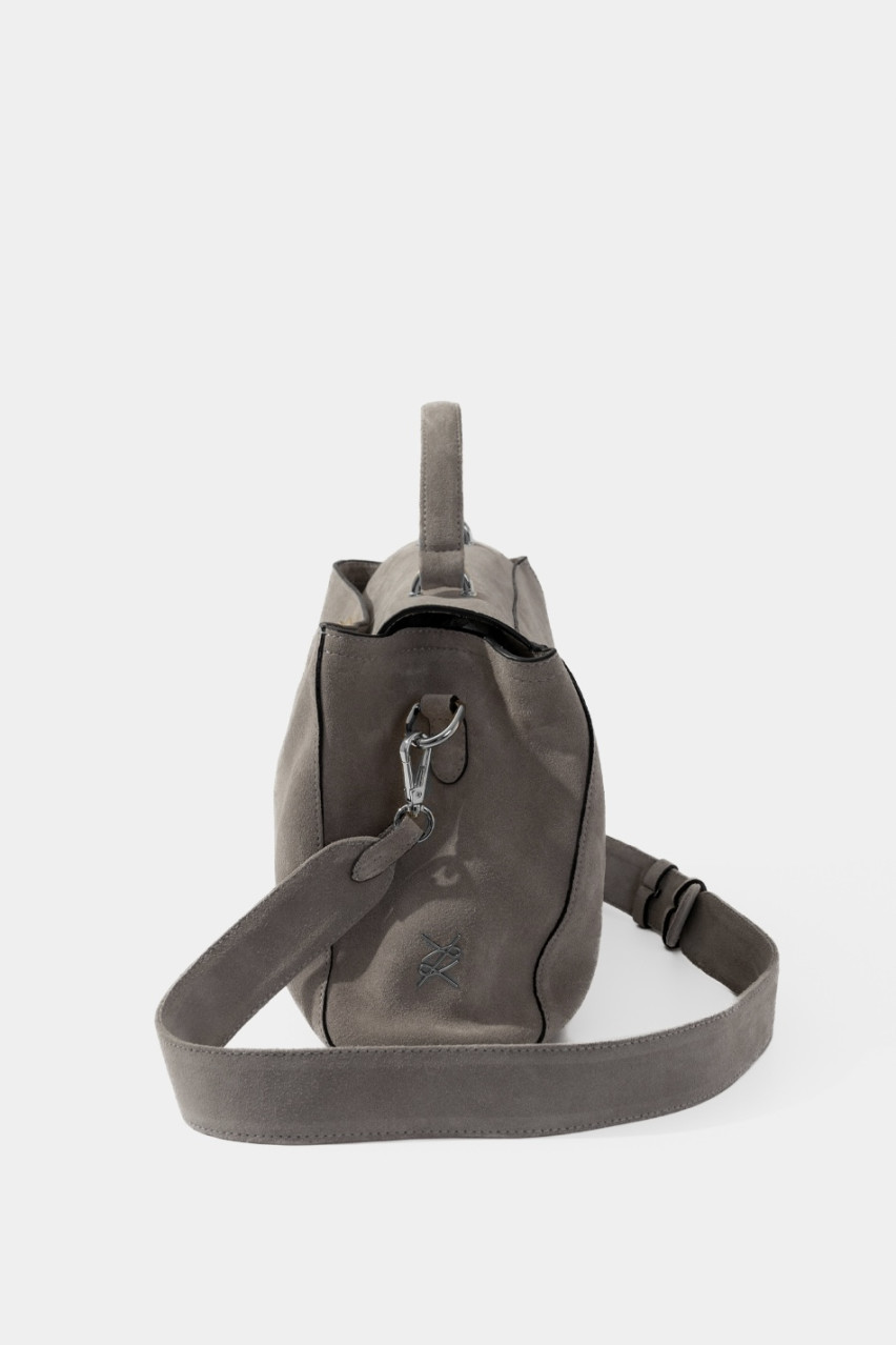 Сіра замшева сумка Erna Soft New Z0030 Kachorovska (замша, срібна фурнітура)