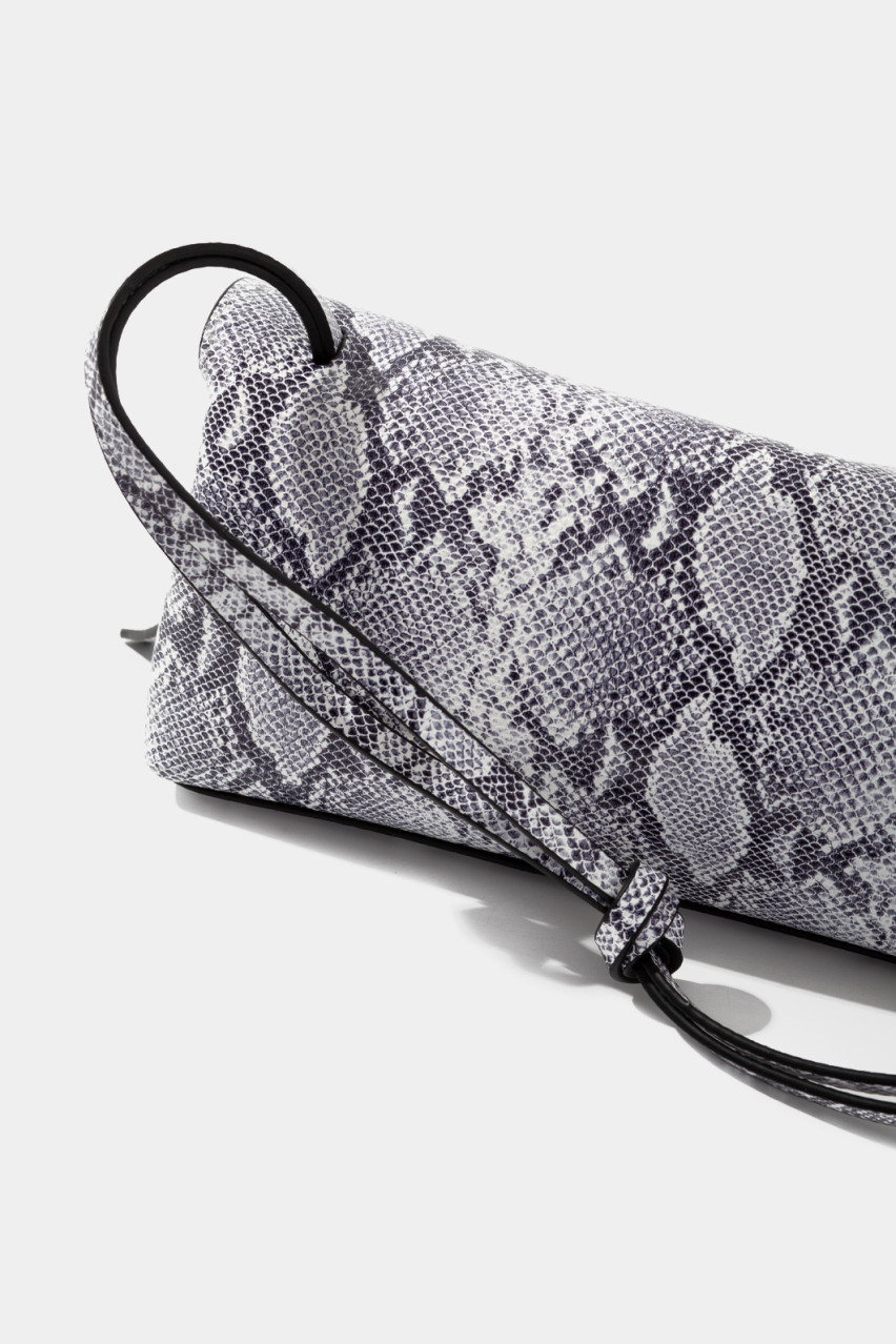 Черно-белая сумка Rebecca Baguette с принтом L9915 Kachorovska (принт, серебряная фурнитура)