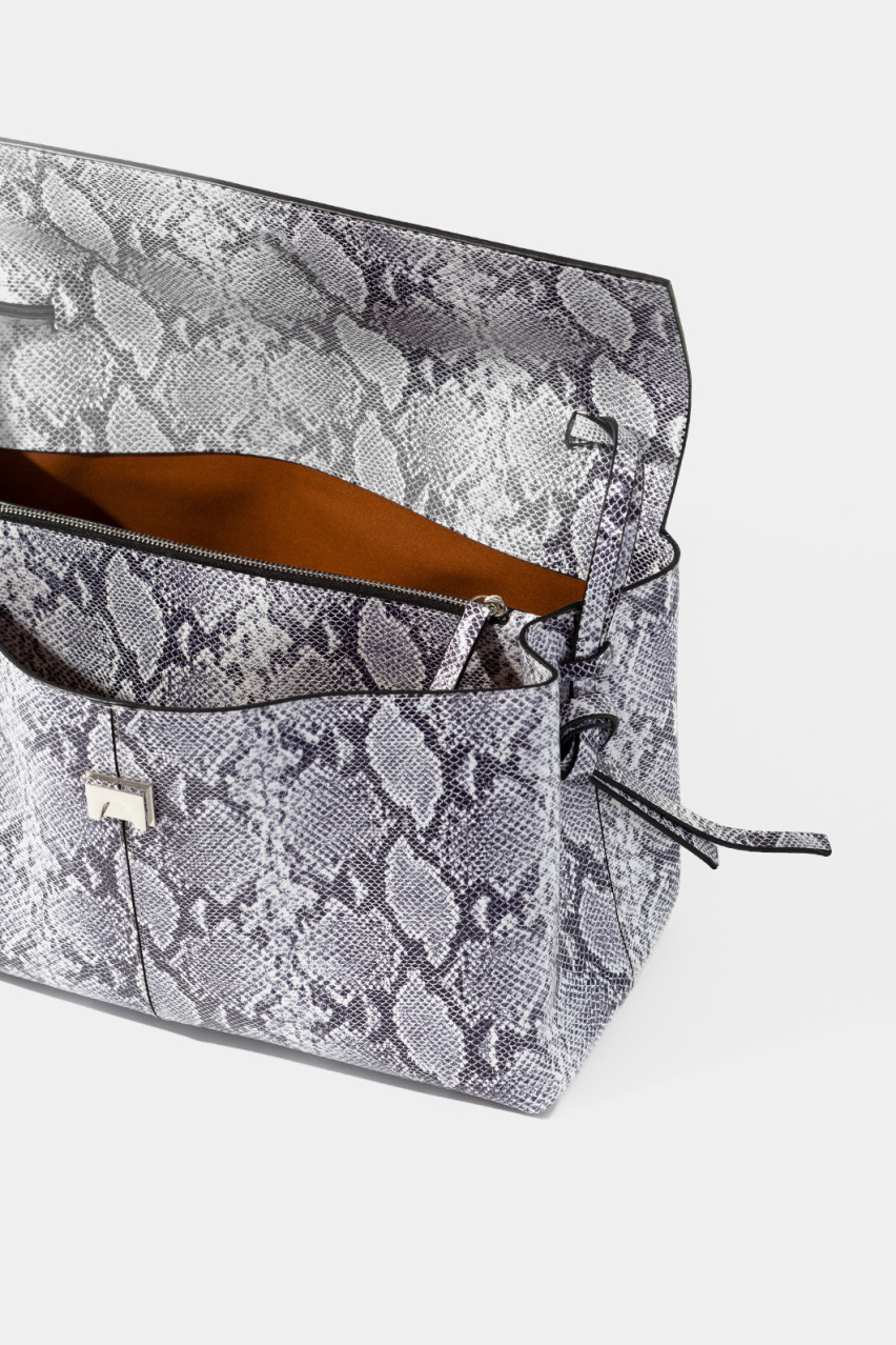 Черно-белая сумка Rebecca Grande с принтом L9915 Kachorovska (принт, серебряная фурнитура)