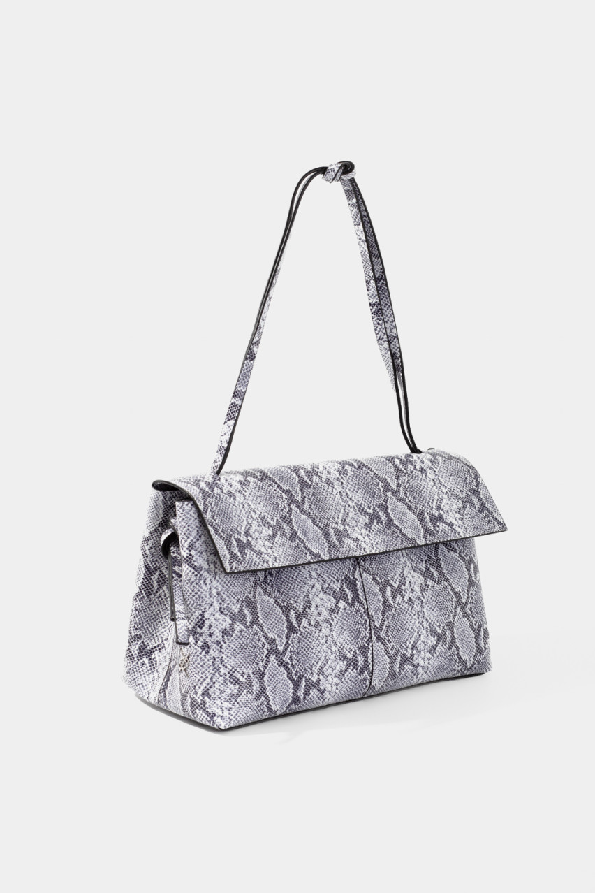 Черно-белая сумка Rebecca Grande с принтом L9915 Kachorovska (принт, серебряная фурнитура)