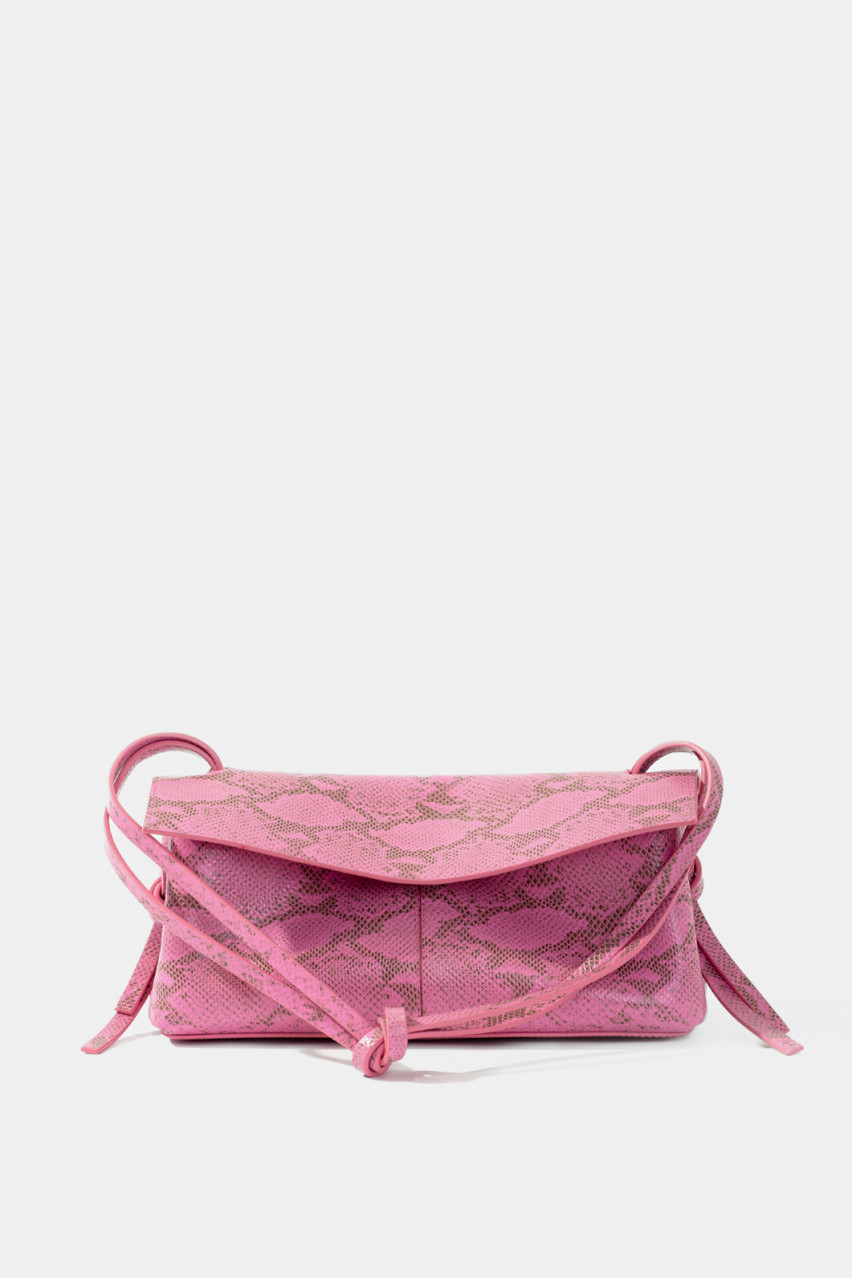 Розовая сумка Rebecca Baguette с принтом L9918 Kachorovska (принт, серебряная фурнитура)