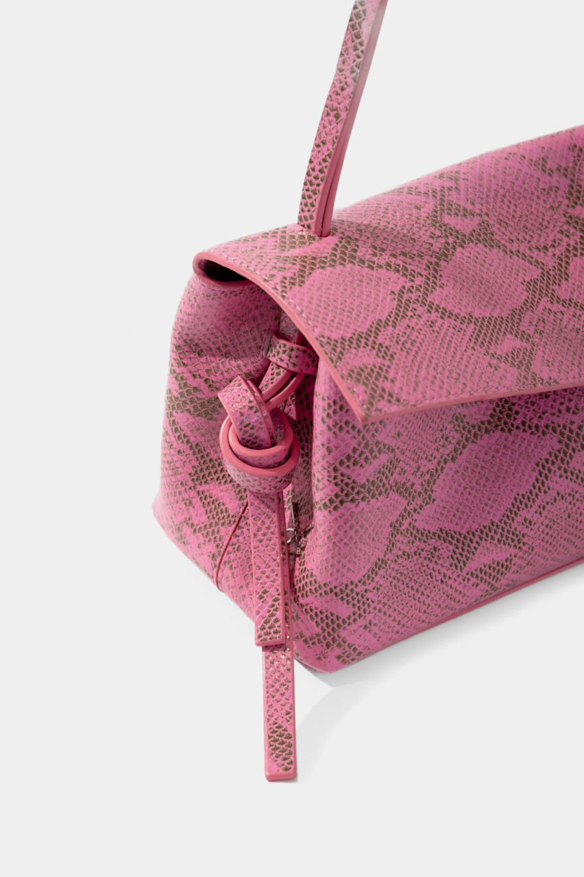 Розовая сумка Rebecca Baguette с принтом L9918 Kachorovska (принт, серебряная фурнитура)