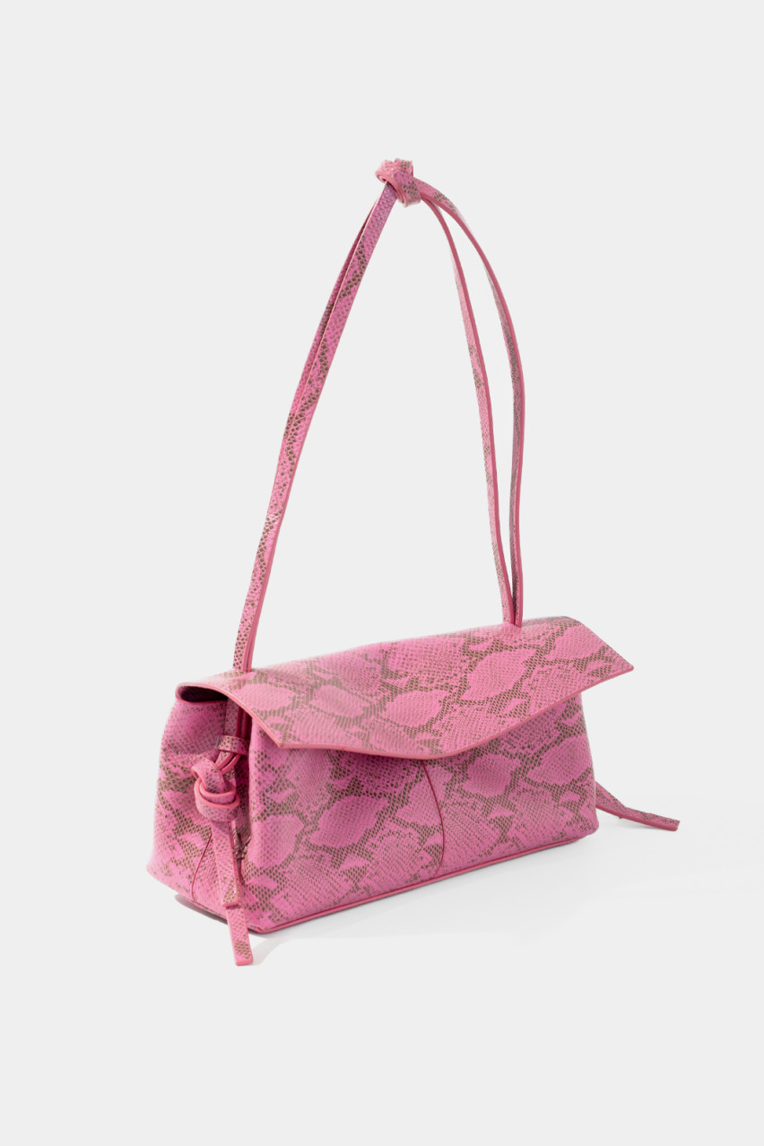 Розовая сумка Rebecca Baguette с принтом L9918 Kachorovska (принт, серебряная фурнитура)