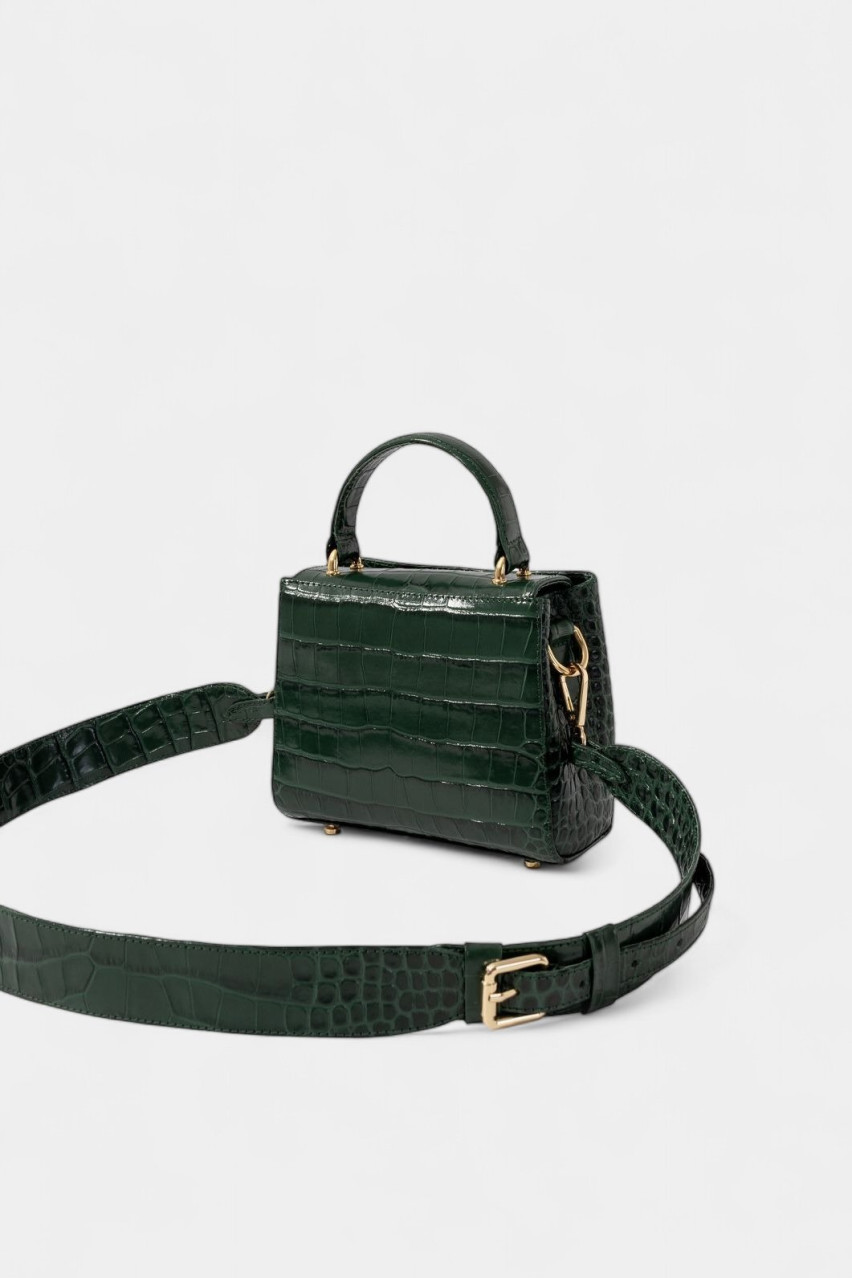 Зеленая сумка Erna Micro New L0131 Kachorovska (croco, золотая фурнитура)
