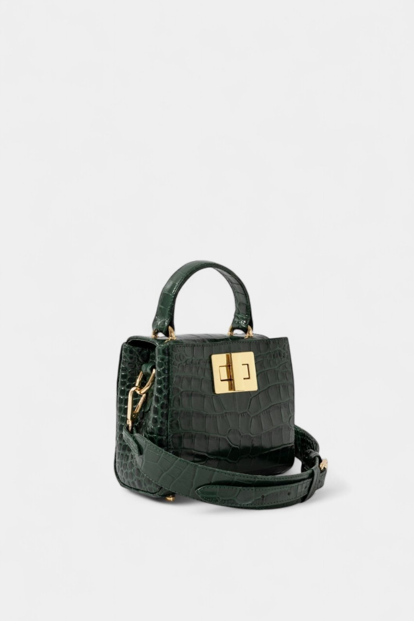 Зеленая сумка Erna Micro New L0131 Kachorovska (croco, золотая фурнитура)