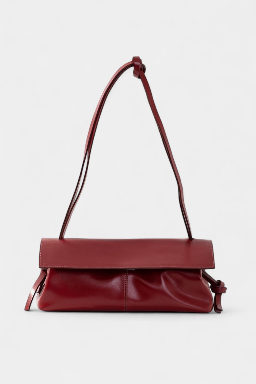 Червона сумка Rebecca Baguette L0339 Kachorovska (срібна фурнітура)