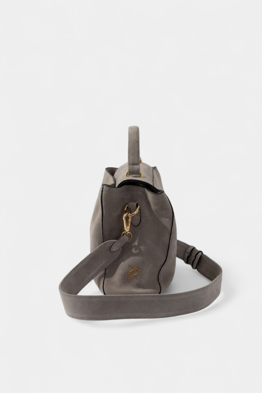 Сіра замшева сумка Erna Soft New Z0030 Kachorovska (замша, золота фурнітура)