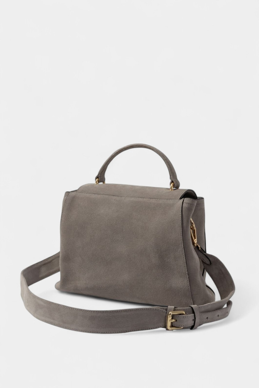 Сіра замшева сумка Erna Soft New Z0030 Kachorovska (замша, золота фурнітура)