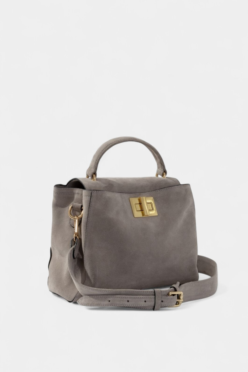 Сіра замшева сумка Erna Soft New Z0030 Kachorovska (замша, золота фурнітура)