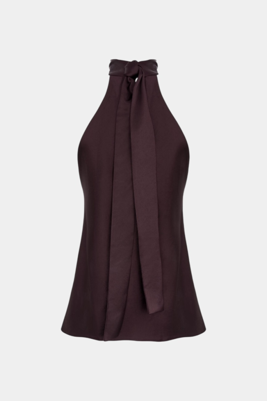 Бордовый топ с завязками на шее 857835 KateLab