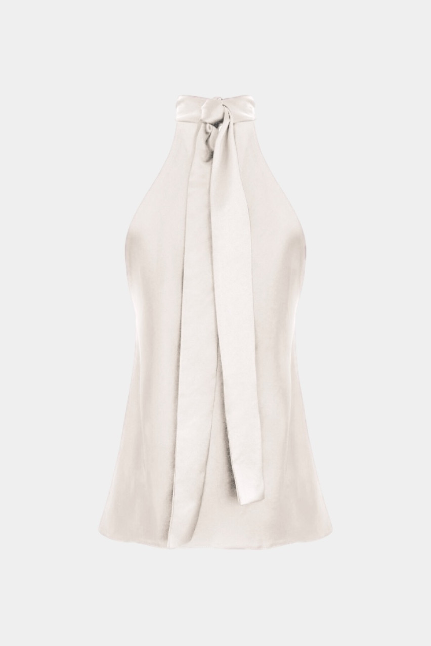Молочный вечерний топ с завязками на шее KateLab
