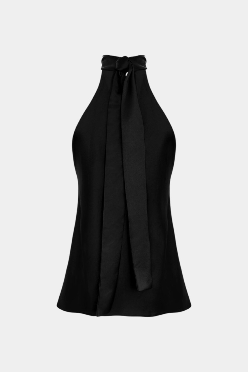 Черный вечерний топ с завязками на шее 7534561 KateLab