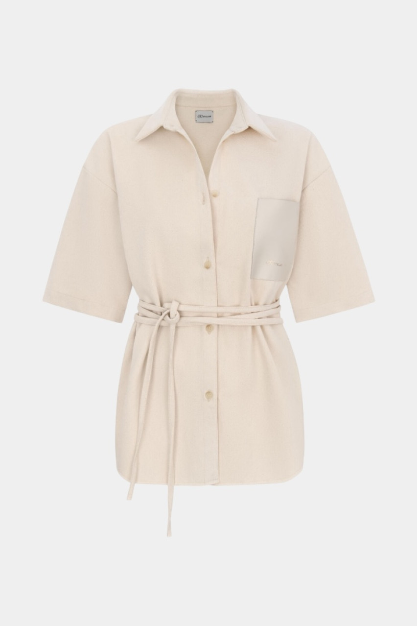 Бежевий джинсовий костюм із сорочкою та бермудами KateLab