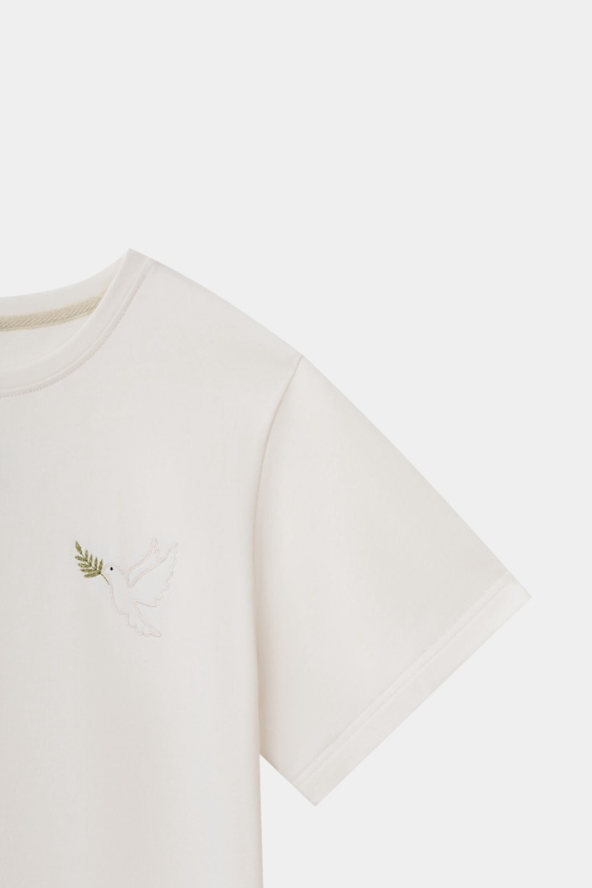 Молочная футболка с голубкой 745322111 KateLab