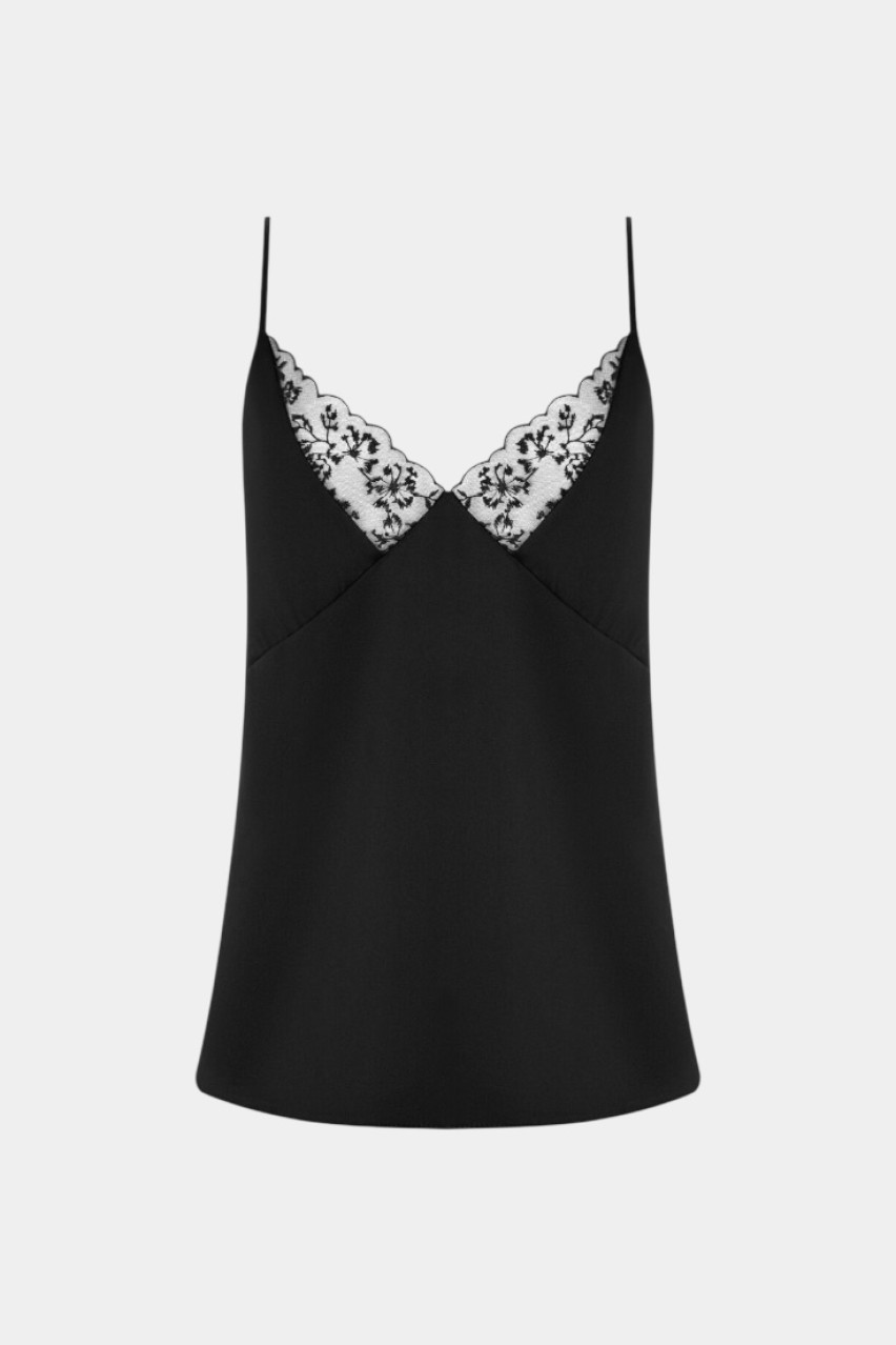 Чорна майка в білизняному стилі з чорним мереживом 746466 KateLab