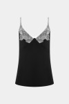 Чорна майка в білизняному стилі з білим мереживом