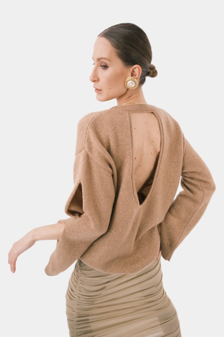 Бежевий светр з відкритою спиною SAW242504 KATERINA KVIT