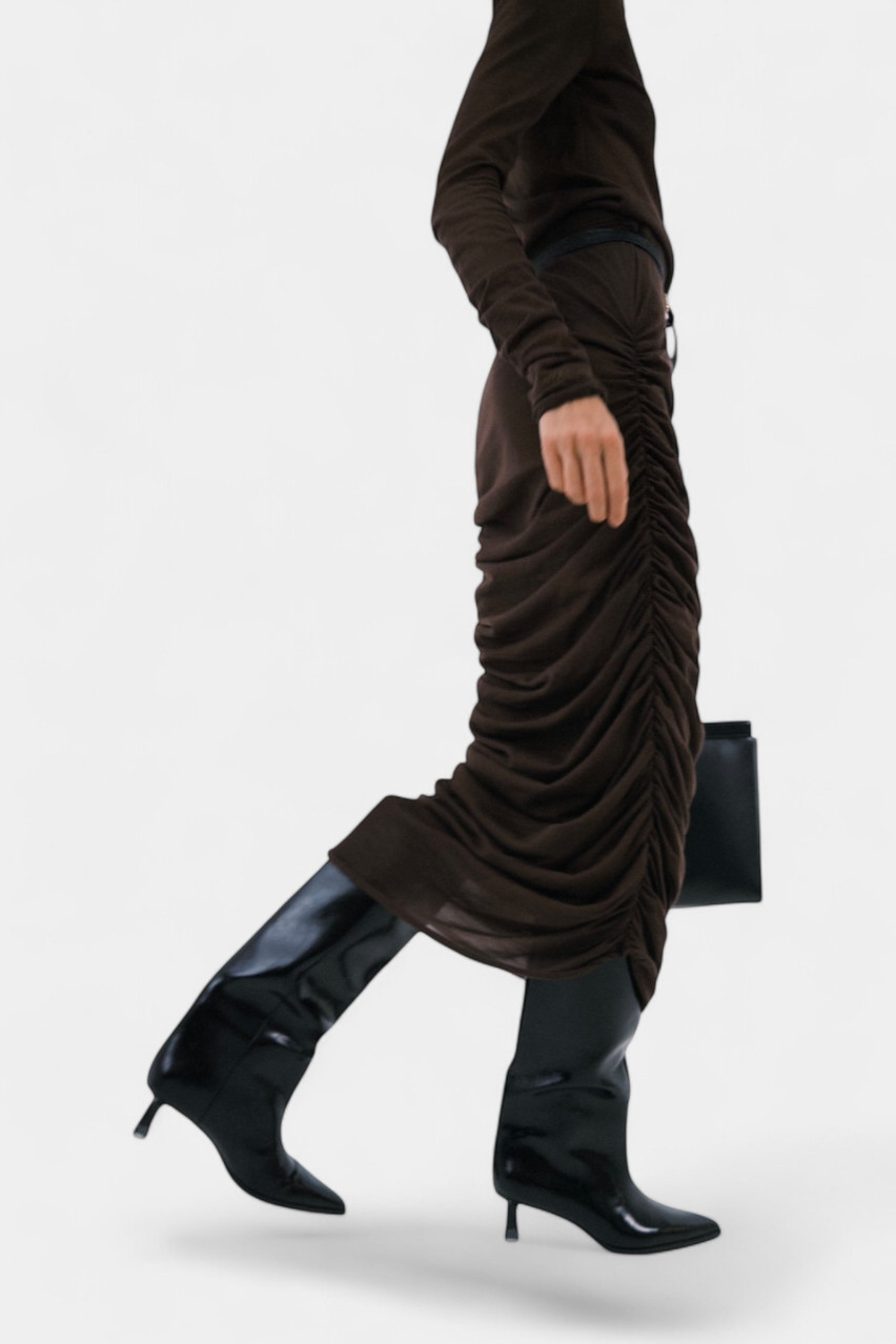 Шоколадная вязаная юбка UAW242509 KATERINA KVIT