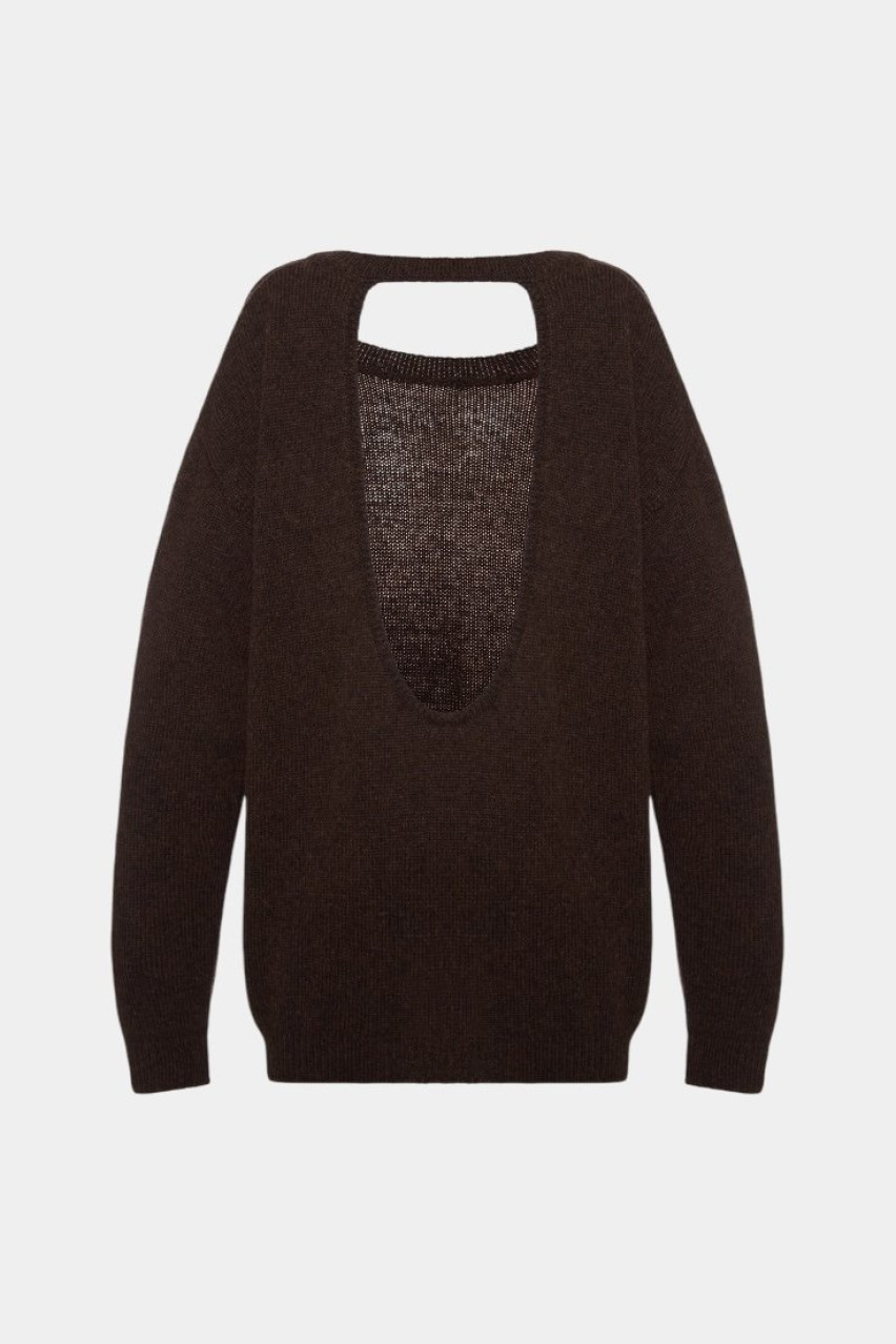 Коричневий светр з відкритою спиною SAW242504 KATERINA KVIT