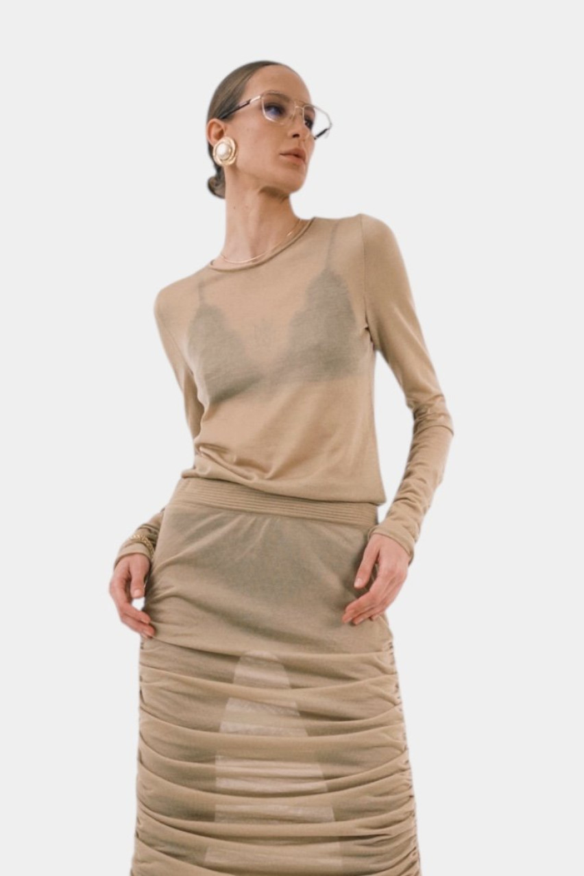 Бежевый вязаный джемпер SAW242503 KATERINA KVIT