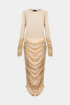 Бежева сукня максі з драпіруванням