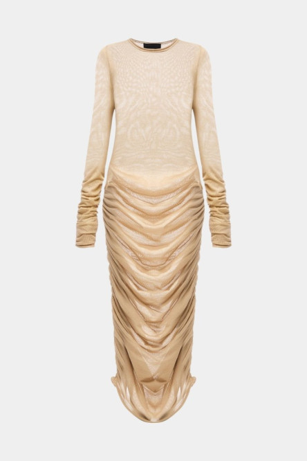 Бежева сукня максі з драпіруванням