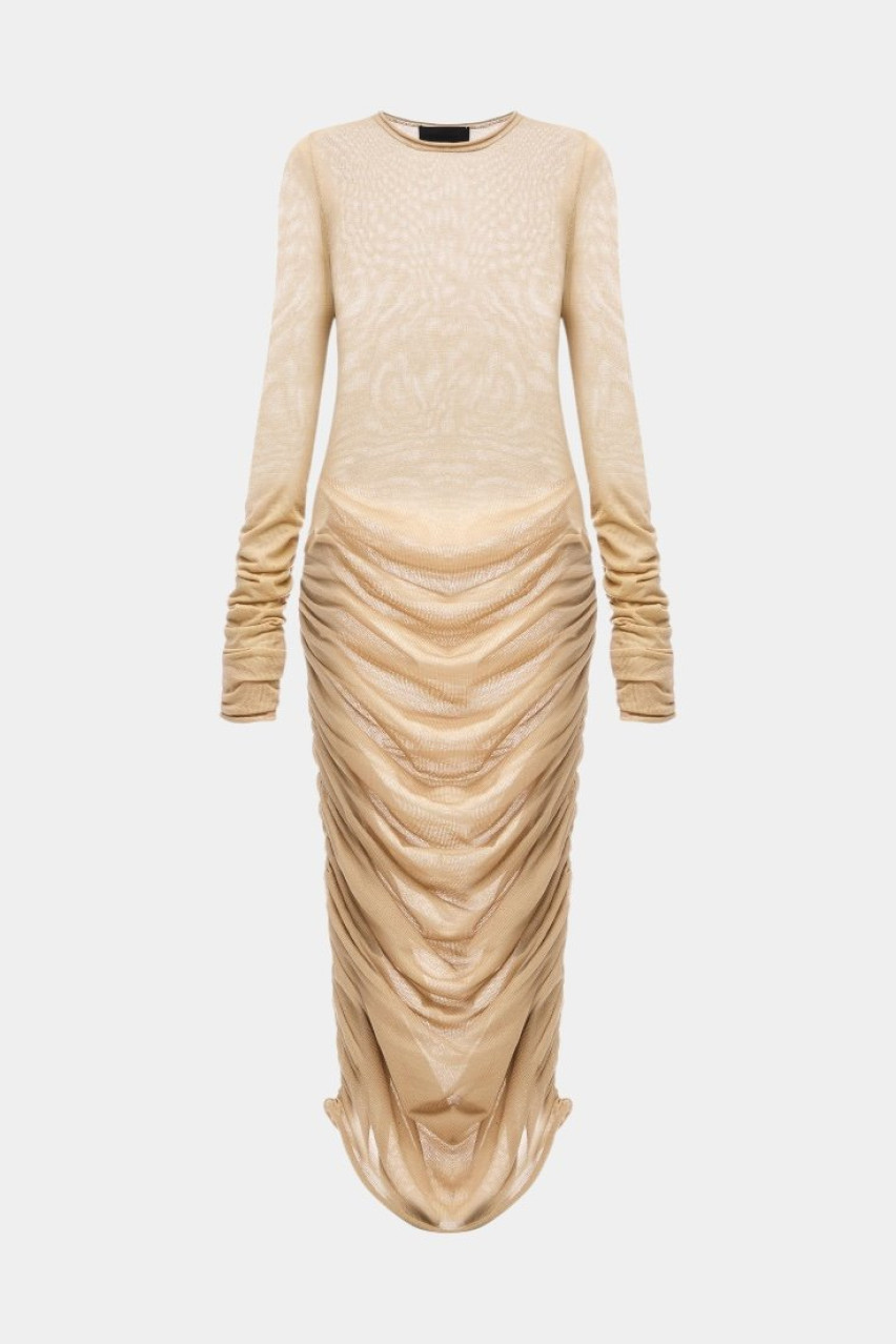 Бежева сукня максі з драпіруванням PAW242503 KATERINA KVIT