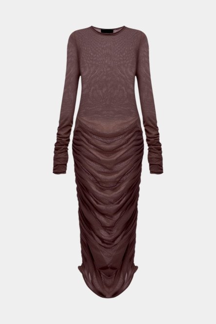 Шоколадна сукня максі з драпіруванням