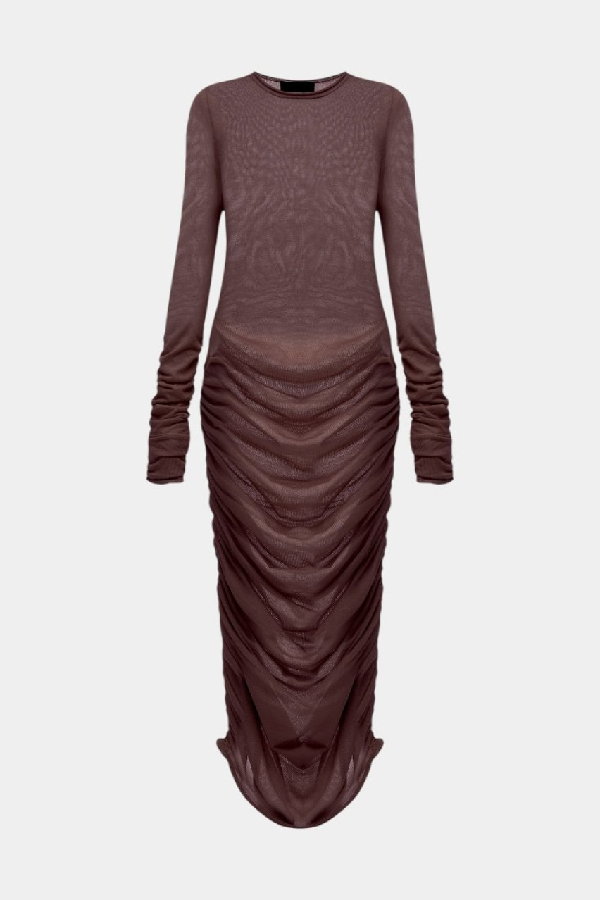 Шоколадна сукня максі з драпіруванням PAW242503 KATERINA KVIT